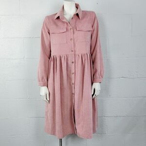 Offon Needlecord Long Sleeved Shirt Dress